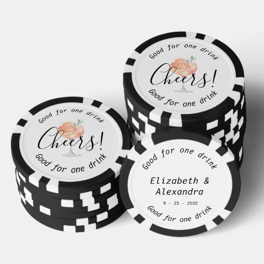 Moderne Cheers Aperol Drink bruiloft Poker Chips (Opstapeling)