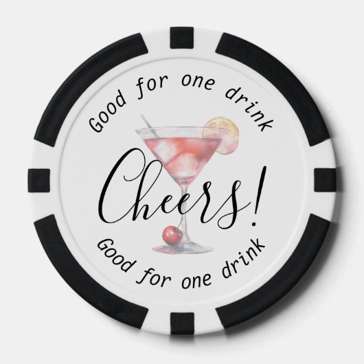 Moderne Cheers Cosmo Drink bruiloft Poker Chips (Voorkant)