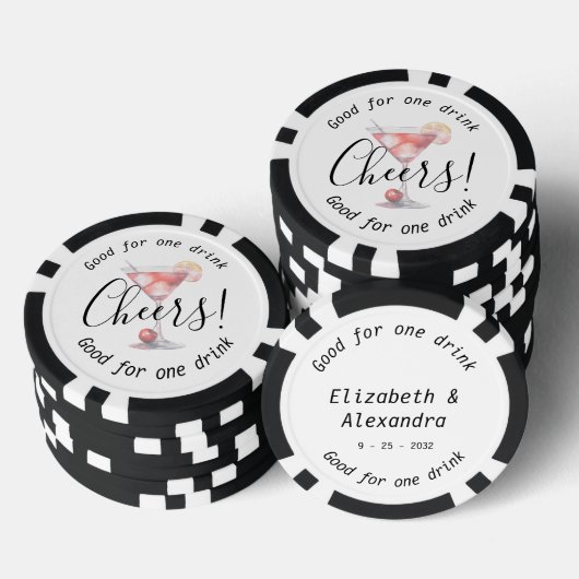 Moderne Cheers Cosmo Drink bruiloft Poker Chips (Opstapeling)
