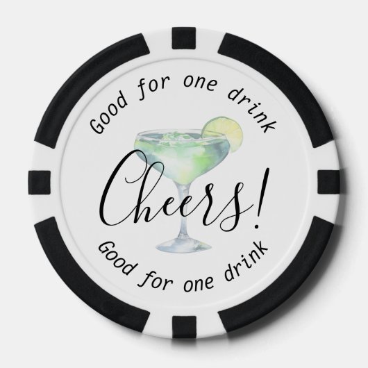 Moderne Cheers Daiquiri Drink bruiloft Poker Chips (Voorkant)