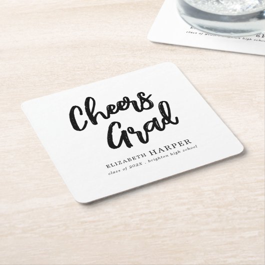 Moderne Cheers Grad Borstel Schrift Afstuderen Kartonnen Onderzetters (Schuin)