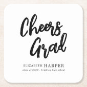 Moderne Cheers Grad Borstel Schrift Afstuderen Kartonnen Onderzetters (Voorkant)
