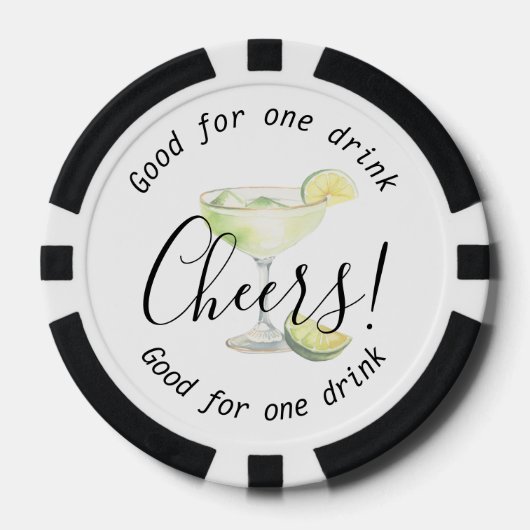 Moderne Cheers Margarita Drink bruiloft Poker Chips (Voorkant)
