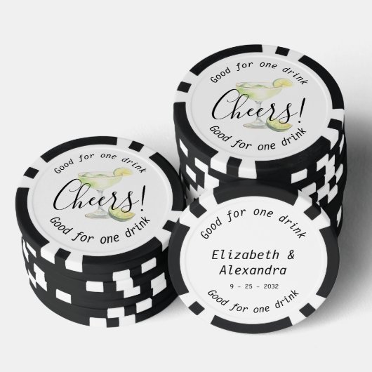 Moderne Cheers Margarita Drink bruiloft Poker Chips (Opstapeling)