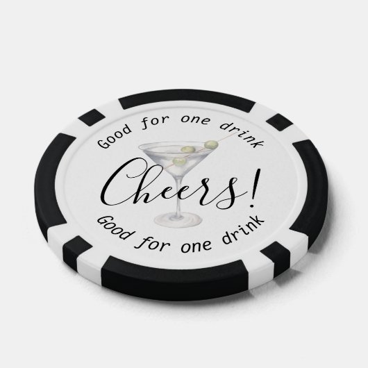 Moderne Cheers Martini Drink bruiloft Poker Chips (Enkel)