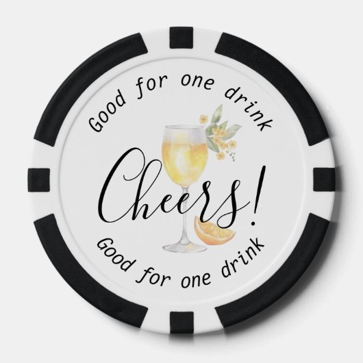 Moderne Cheers Mimosa Drink bruiloft Poker Chips (Voorkant)