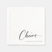 Moderne Cheers Minimalistische zwart-wit bruiloft Servet (Voorkant)
