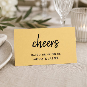 Moderne Cheers Mosterd Gele Drinkbonkaart Kortingskaartje