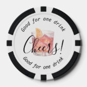 Moderne Cheers Negroni Drink bruiloft Poker Chips (Voorkant)