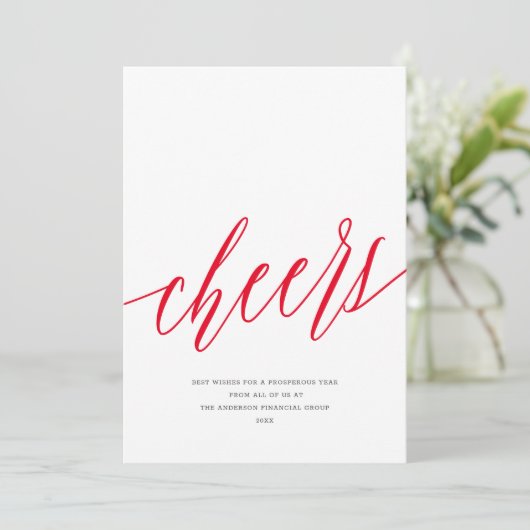 Moderne Cheers Non-Photo Business Holiday Kaart (Staand voorkant)