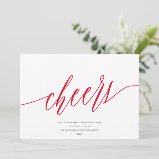 Moderne Cheers Non-Photo Business Holiday Kaart (Staand voorkant)
