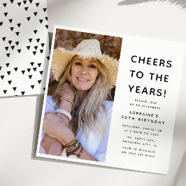 Moderne 'Cheers to the Years' Foto Verjaardagsfees Kaart