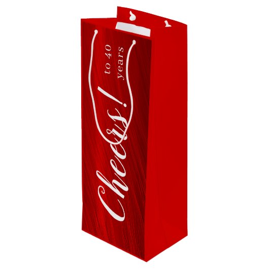Moderne Cheers tot 40 jaar Ruby Red Jubileum Wijn Cadeautas (Achterkant Gekanteld)