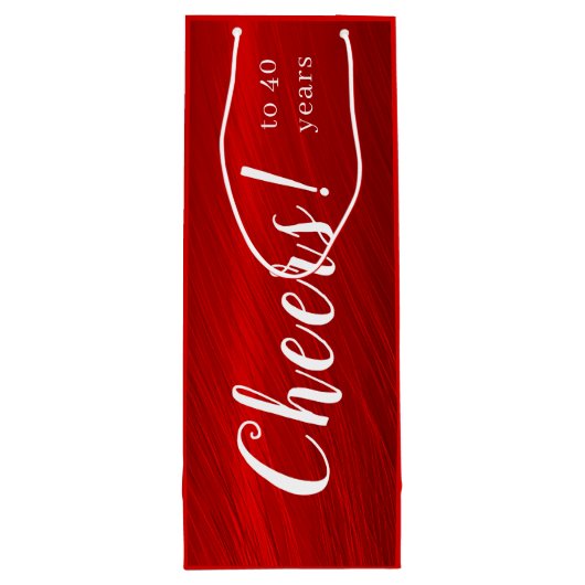 Moderne Cheers tot 40 jaar Ruby Red Jubileum Wijn Cadeautas (Achterkant)