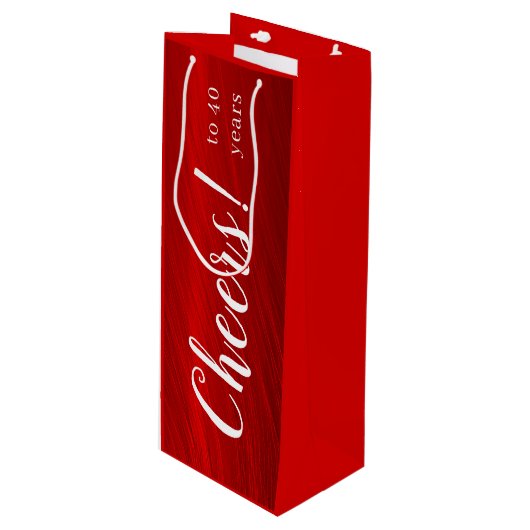 Moderne Cheers tot 40 jaar Ruby Red Jubileum Wijn Cadeautas (Voorkant Gekanteld)