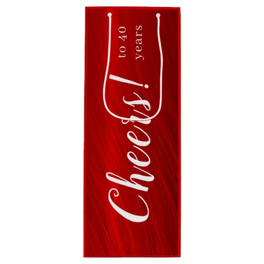 Moderne Cheers tot 40 jaar Ruby Red Jubileum Wijn Cadeautas (Voorkant)