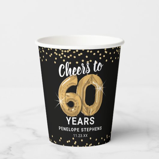 Moderne Cheers tot 60 jaar geboortedag Papieren Bekers (Achterkant)