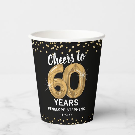 Moderne Cheers tot 60 jaar geboortedag Papieren Bekers (Voorkant)