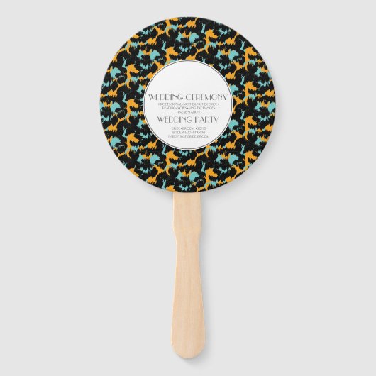 Moderne cheetah dierprint bont bruiloft rond handwaaier (Achterkant)