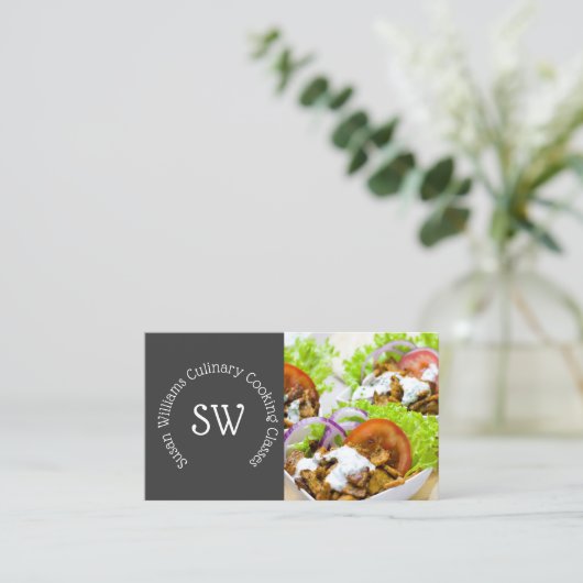 Moderne chef foto | verse gezonde salade canapé visitekaartje (Staand voorkant)