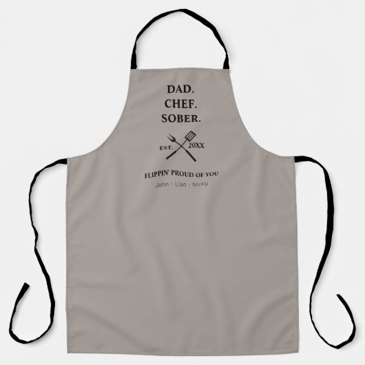 Moderne chef-kok Sober Papa Trotse Kinderen Namen Schort (Voorkant)