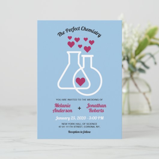 Moderne Chemie Hart Bruiloft Kaart (Staand voorkant)