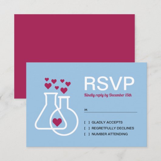 Moderne Chemie Hart Bruiloft RSVP (Voorkant / Achterkant)