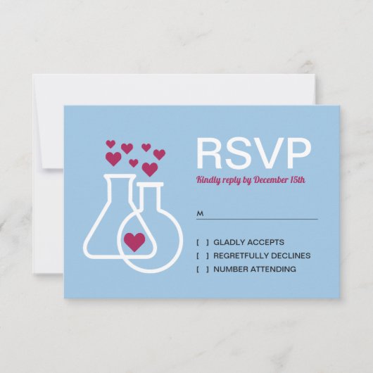 Moderne Chemie Hart Bruiloft RSVP Kaartje (Voorkant)
