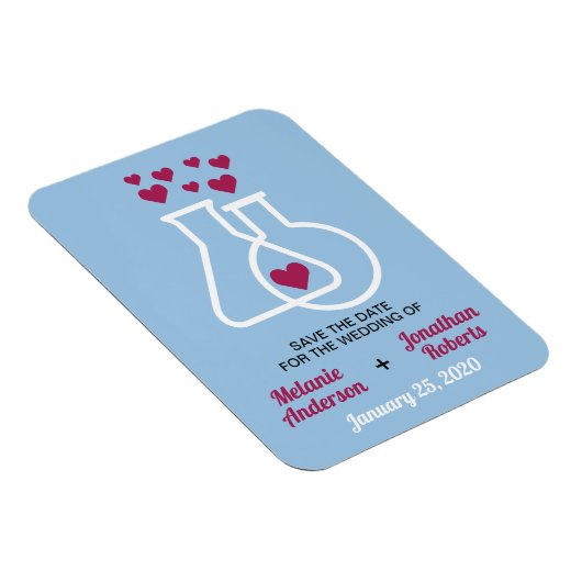 Moderne Chemie Hart Bruiloft Save The Date Magneet (Rechterzijde)