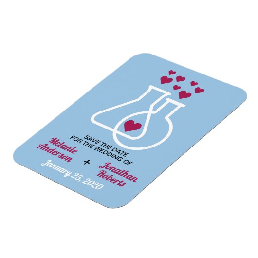 Moderne Chemie Hart Bruiloft Save The Date Magneet (Linkerzijde)