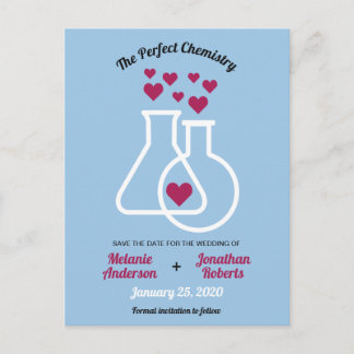 Moderne Chemie Hart Trouwkaart Save The Date Aankondigingskaart