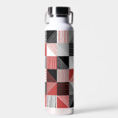 Moderne cheques met lijnen, zwart, rood, wit, grij waterfles (Voorkant)