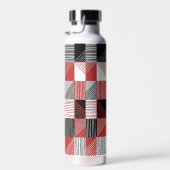 Moderne cheques met lijnen, zwart, rood, wit, grij waterfles (Rechts)