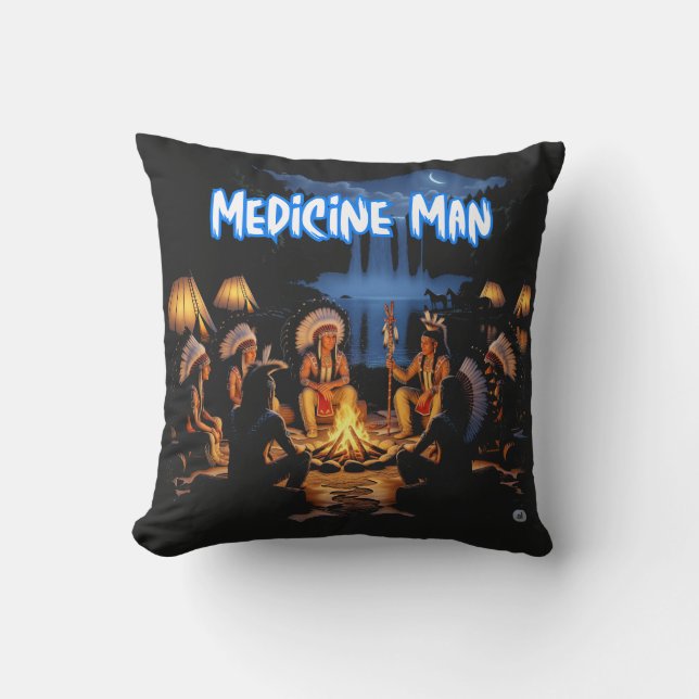 Moderne Cherokee Medicijnman Kussen (Voorkant)