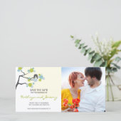 Moderne Cherry Blossom Tortelduifjes sparen de dat Save The Date (Staand voorkant)