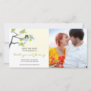 Moderne Cherry Blossom Tortelduifjes sparen de dat Save The Date