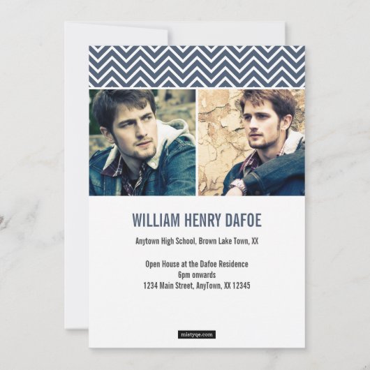 Moderne Chevron 3 Foto Afstudeer Aankondiging (Achterkant)