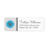 Moderne Chevron Custom Monogram Adresetiketten Etiket (Voorkant)