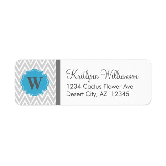 Moderne Chevron Custom Monogram Adresetiketten Etiket (Voorkant)