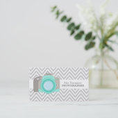 Moderne Chevron DSLR Camera Fotograaf Business Visitekaartje (Staand voorkant)