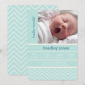 Moderne Chevron Foto Geboorteaankondiging Kaart (Voorkant / Achterkant)