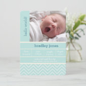 Moderne Chevron Foto Geboorteaankondiging Kaart (Staand voorkant)
