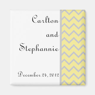 Moderne Chevron Geel/Grijze Huwelijksmagneet Magneet