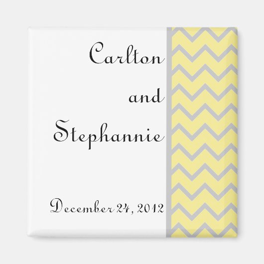 Moderne Chevron Geel/Grijze Huwelijksmagneet Magneet (Voorkant)