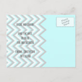 Moderne chevron grijs, aqua bruiloft Save the Date Aankondigingskaart (Achterkant)