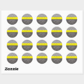 Moderne Chevron Grijs & Geel Witte Feeststicker Ronde Sticker (Vel)