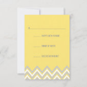 Moderne chevron grijs, gele bruiloft RSVP Kaartje (Achterkant)