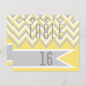 Moderne chevron grijs, gele trouwtafel nummer briefkaart (Voorkant / Achterkant)