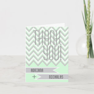 Moderne chevron grijs, mint groen bruiloft Bedankt