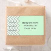 Moderne chevron grijs, mint groene bruiloft etiket (Insitu)